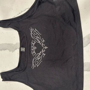 SHEIN Black Crop Top with Silver Accents